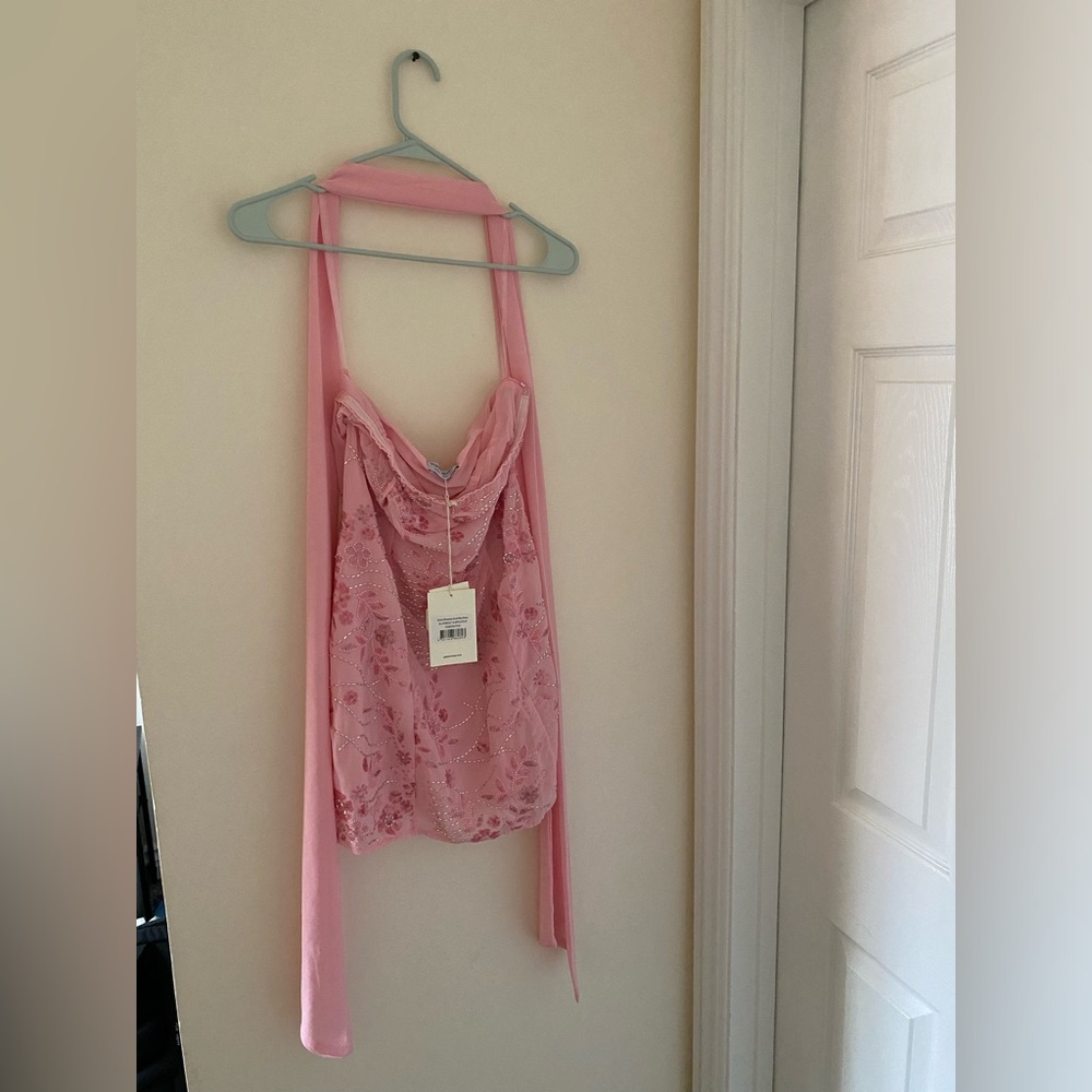 Beautiful Peppermayo pink strapless beaded mini scarf dress new with tag - Picture 6 of 6